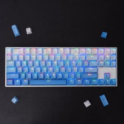 Gradient Blue 104+16 Full PBT Gradient Blue Dip-dye Keycaps Set Doubleshot Backlit OEM Profile for Cherry MX Mechanical Keyboard